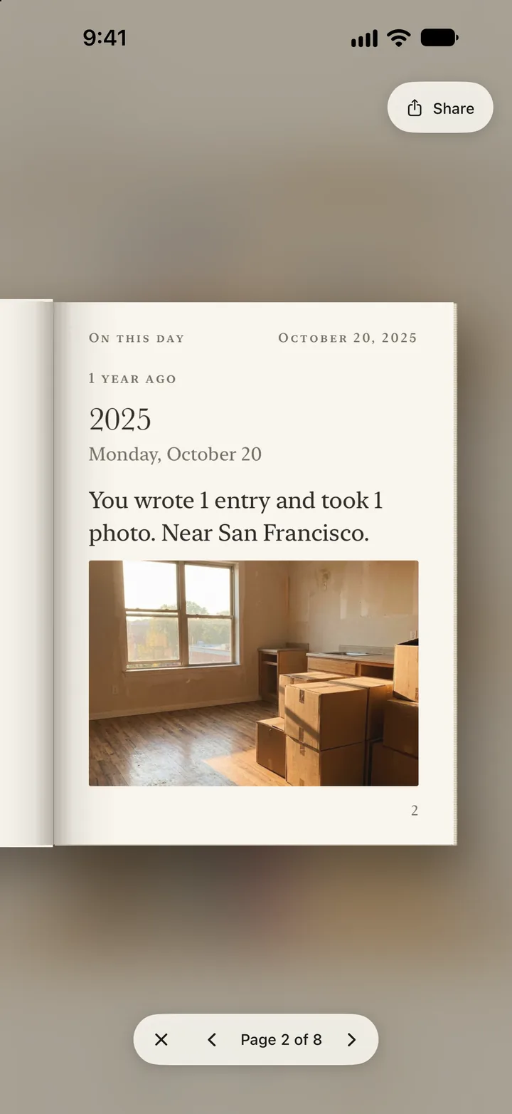 On this day: what you wrote a year ago, with a photo from that day.