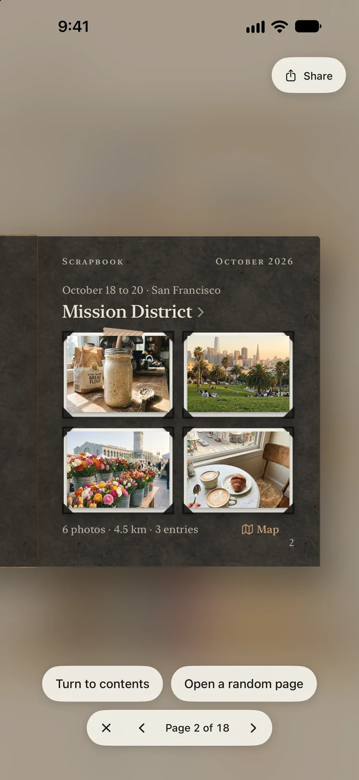 A scrapbook page: four photos from a weekend in the Mission District.