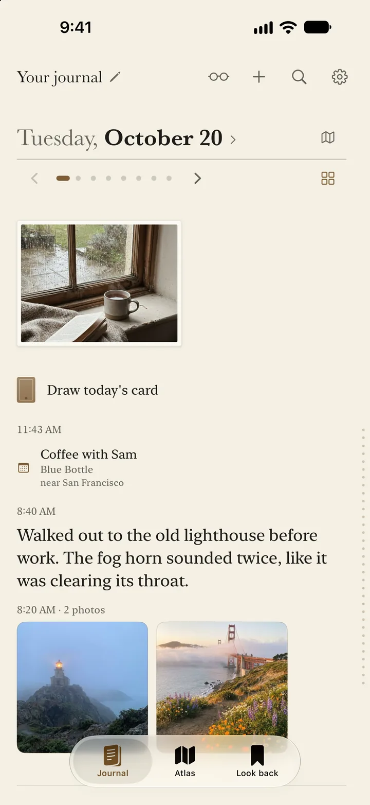Today: the day’s picture, coffee with Sam from the calendar, a note about a walk and two photos.